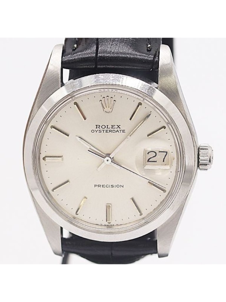 Rolex Oyster Date Precision Manual Winding Silver Dial Watch